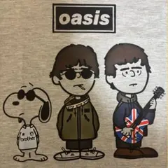 新品未使用★オアシス×スヌーピー Tシャツ レディースL グレー バンドTシャツ
