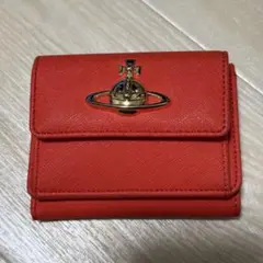 【美品】Vivienne Westwood 三折財布　ヴィーガンレザー オレンジ