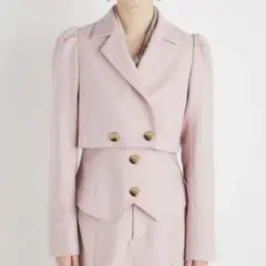 rienda パフスリーブクロップドジャケット ピンク Mサイズ