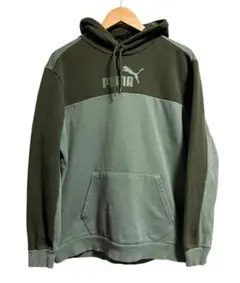 USA古着☆PUMA プーマ バイカラー プルオーバー パーカー USA L 緑