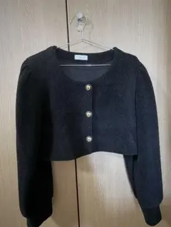 ブラックノーカラージャケット セットアップ