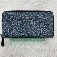 COACH コーチ 長財布 花柄 ブルー シグネチャー レディース 財布