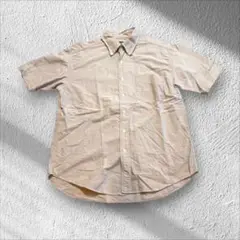 【美品】ユニクロ 定番 オックスフォード ボタンダウン 半袖シャツ L【B56】