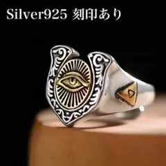S925 刻印あり　ホースシュー ゴールデンアイ リング 指輪 シルバー