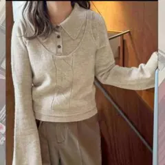 訳あり　apres jour clair　ポロニット　プルオーバーニットセーター