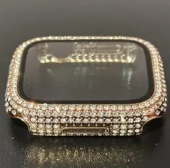 ローズ金0★Apple Watch 保護カバー パヴェglassケース キラキラ