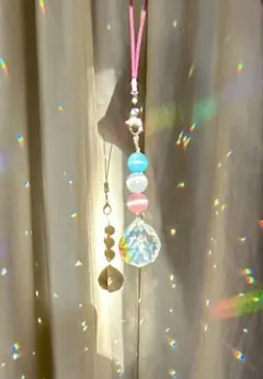 優しさと幸福を願う＊キャッツアイサンキャッチャー＊ピンク×水色×白