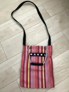 ストライプ メッシュショルダーバッグレッド系のサムネイル