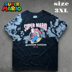 【公式】スーパーマリオ タイダイブリーチ染 Tシャツ 黒×稲妻 XL相当