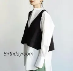 1493 美品 Birthdayroom 鹿の子ポンチVネックベスト
