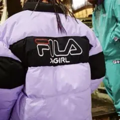 X-girl エックスガール FILA ダウンジャケット 中綿 ダウン パープル