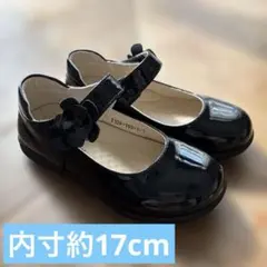 セレモニーシューズ　黒のフラワー　フォーマルシューズ　キッズ