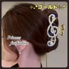 【ゴールド】キラキラ✨音符 パール ヘアクリップ フォーマル パーティー