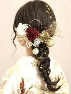 再販☆髪飾り☆振袖袴卒業式成人式前撮り結婚式七五三ドライフラワー金箔ヘッドドレス