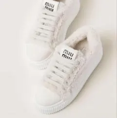 新品未使用】Miu Miu ダブルレース厚底キャンバスシューズ 36.1/2 