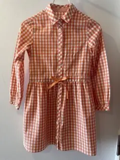 130コムサ・フィユ　チェックシャツワンピース