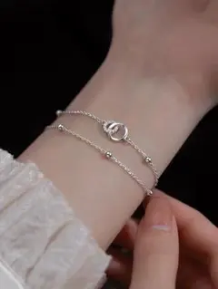 高品質 シルバー 2連ブレスレット シルバー925 アレルギー対策 パーティー