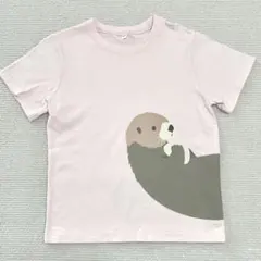 MUJI ラッコ プリントTシャツ ピンク 110cm 綿100%のサムネイル