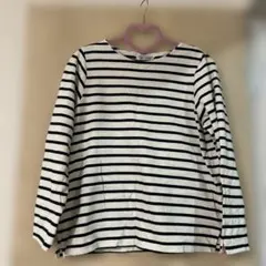 白と黒のストライプ 長袖Tシャツ