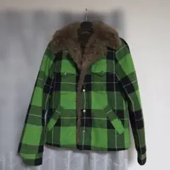 オ*ル様 Pledge バッファローチェックブルゾン ファー 00s