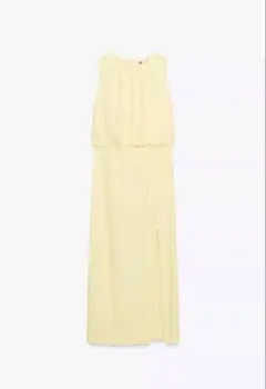ZARA ギャザーミディ丈 ワンピース イエロー