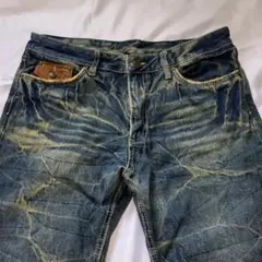 美品 ストレートデニム ダメージ加工