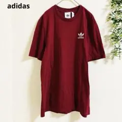 アディダス　半袖Tシャツ L 赤 ビッグロゴ バックプリント　カジュアル　✨