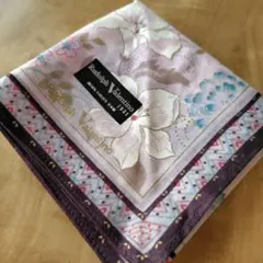 Rudolph Valentino 花柄ハンカチ 約42cm白花 くすみピンク