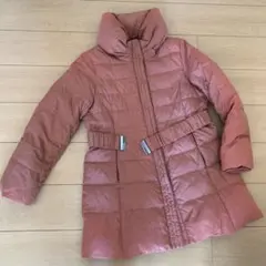 レディースアウターくすみオレンジダウンジャケット ベルト付きLサイズ