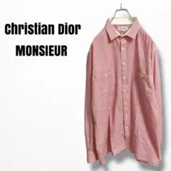 mt71725 80s〜90s クリスチャンディオール　チェックシャツ　千鳥柄