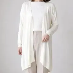 美品 軽やかな上品羽織り OPAQUE.CLIP ロングカーディガン 白 Lのサムネイル