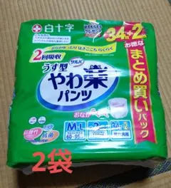 白十字 うす型やわ楽パンツ M-Lサイズ 36枚入×2袋のサムネイル