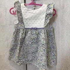 花柄フリル付きワンピース S 70〜80