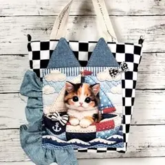 かわいい♡猫ちゃん ころりんトートバッグ☆フリル☆Dカン付き - メルカリ