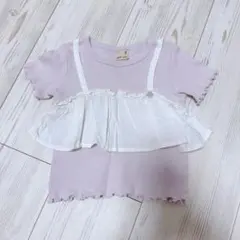 プティマイン(petit main)フリルキャミ風ドッキングTシャツ