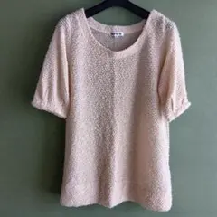 ベージュ 半袖 シャツ ボコボコテクスチャー