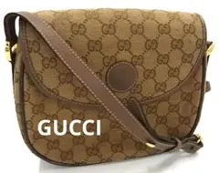 GUCCI GGキャンバス×レザークロスボディショルダーバック