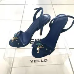 【値下げ】yelloイエロー デニムミュールヒール フラミンゴブローチ付のサムネイル
