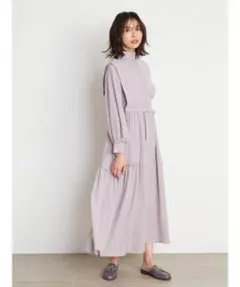 SNIDELスナイデル　タックレイヤードロングワンピース