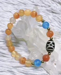 No,269 財神天珠ブレスレット♢チベット天珠ブレスレット