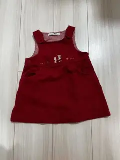 familiar 赤いコーデュロイワンピース 95cm