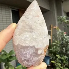【訳あり】桜瑪瑙 ピンクアメジスト 自立　フラワーアゲート フリーフォーム③