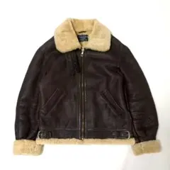 リアルムートン レザージャケット シープスキンボアブルゾン B-3 ブラウン