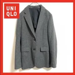 【希少】　UNIQLO リラックステーラードジャケット（チェック）　グレー