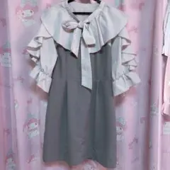 ♡GLR ボウタイフリルオープンショルダーミニワンピース♡