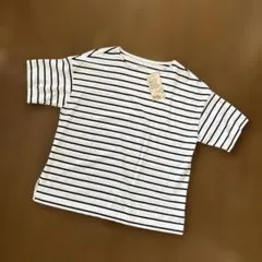 無印良品ボートネック半袖Tシャツ ネイビーボーダーMサイズ