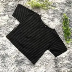 HK WORKS LONDON【M】半袖 黒 トップス 白ストライプ モード系