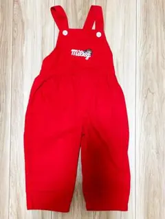 バースデイ×不二家コラボ ペコちゃん　刺繍ロゴ付きオーバーオール　100