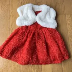 Cat & Jack クリスマス赤いフラワーレースワンピース 12M