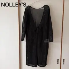 NOLLEY’S ロングカーディガン 透かし編み ブラック 羽織りのサムネイル